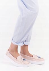 Sergio Leone Rózsaszín Világos Bőr Mokaszin Légáteresztő Platform Chwosty (bojt) Lengyel 39 (SP015-ROZOWY)