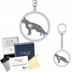 Mejk Jewellery Ezüst kulcstartó kutyával Német juhászkutya Fekete 925 Ajándék Gravírozás (breloczek do kluczy z psem)