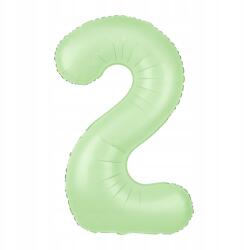 PartyPal Fólia lufi Szám 2 Pisztáciás 100cm nagy szám alakú hélium lufi