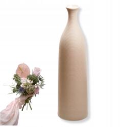 EstiloHome Váza Fehér Krém árnyalatú, Bézs Dekoratív Kerámia Magas 46cm Nagy (ESH015-1 - Wazony Karbowane Nowoczesne)