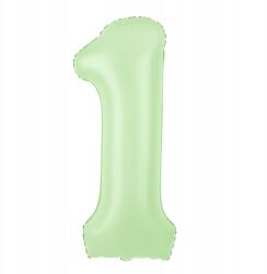 PartyPal Fólia lufi Szám 1 Pisztáciás 100cm nagy szám alakú hélium lufi