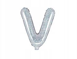 Party Deco Fólia lufi "V" betű, 35cm, holografikus