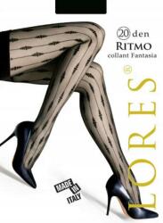 Lores Harisnya Lores Ritmo 20 den fekete, bordás mintával 1/2