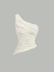 Shein EC22303 Shein Aszimmetrikus Texturált Felső Arany Díszítéssel (6) S