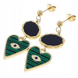 Xuping 4889 Arany színű, sebészeti acél fülbevaló, lógós szív alakú, celebstílus