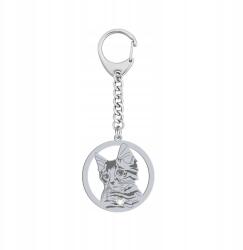 Mejk Jewellery Ezüst kulcstartó Szibériai macska 925 Ajándék ékszer Gravírozás (breloczek do kluczy z Kot Syberyjski)