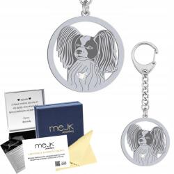 Mejk Jewellery Ezüst kulcstartó kutyával Papillon 925 Ajándék Ékszer Gravírozás (Papillon)