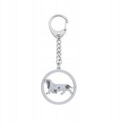 Mejk Jewellery Ezüst kulcstartó basset hound kutyával 925 Ajándék Ékszer Ingyenes gravírozás (BRELOK BASSET)