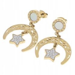 Xuping 1380 Arany színű, lógós nemesacél fülbevaló, hold medállal