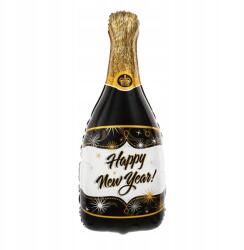 PartyPal Fólia lufi Pezsgő Happy New Year 49x100cm Szilveszteri Dísz Heliumhoz