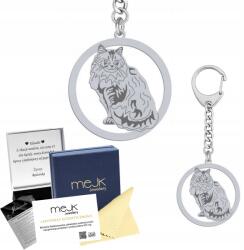 Mejk Jewellery Ezüst kulcstartó Norvég macska erdei 925 Ajándék ékszer Gravírozás (breloczek do kluczy z Kot Norweski Leśny)