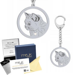 Mejk Jewellery Ezüst kulcstartó Brit macska rövidszőrű 925 Ékszer Gravírozás (brelok srebrny zKot Brytyjski Krótkowłosy)