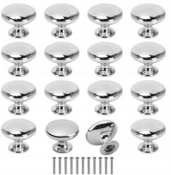  Zythrem 12 db-os bútorfogantyú 30mm, ezüst, kerek (B0DGXBPMTS)