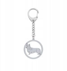 Mejk Jewellery Póráz kulcstartó Welsh Corgi Pembroke Ezüst925 Ajándék kulcstartó Gravírozás (Welsh Corgi Pembroke)