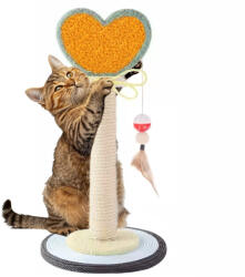 Tojato Szív Alakú Aranyos Szizál Kaparófa Macskáknak Labdával, 52cm (ZD-050-SP)