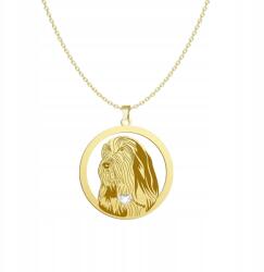 Mejk Jewellery Arany nyaklánc kutyával Bearded Collie 925 Ajándék Nő Gravírozás Ingyenes (NASZYJNIK Z BEARDED COLLIE)
