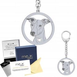Mejk Jewellery Kulcstartó Ezüst Whippet 925 Ajándék Ékszer Gravírozás Ingyenes (brelok do kluczy z psem Whippet)