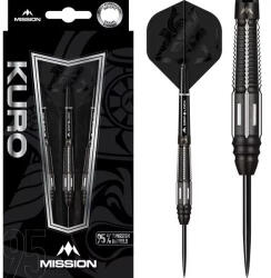 Mission Darts Dart szett Mission steel Kuro 23g, black, M4, rear taper, 95% gravírozott
