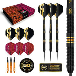 Red Dragon dart szett steel Red Dragon 50 Years Peter Wright Player Limited Edition Steeldarts - 21g, 90% gravírozott