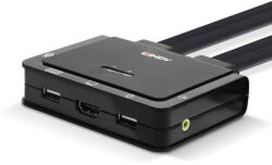 Lindy Switch KVM Lindy Lindy 2 porturi HDMI 18G, USB tip C, USB 2.0 si cablu audio comutator KVM - comutator KVM/audio - 2 x KVM/audio (42347)