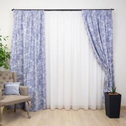 Hiko Set 2 draperii bumbac, Hiko Nostalgie Garden Flower albastru, cu rejansa Premium creion de 6, 5cm (100007669)
