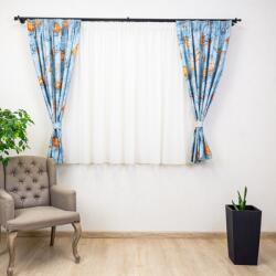 Hiko Set 2 draperii scurte din bumbac, Hiko Nostalgie Garden, albastru, Blue Leaf, cu rejansa Premium creion de 6, 5cm cu 2 benzi de prindere (100007658)