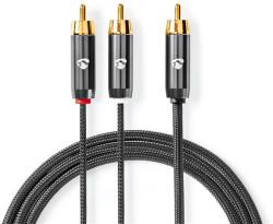 Nedis CATB24000GY30 3 M RCA 2 x RCA Szürke audio kábel (CATB24000GY30)