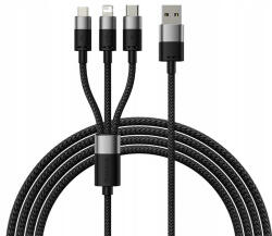 Baseus SUP0002696 USB 3.2 Gen 1 (3.1 Gen 1) 1, 2 M USB A USB C/Micro USB-A/Lightning Fekete USB kábel (BASKBK47333)