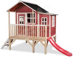 EXIT Toys Căsuță din cedru pe piloni Loft 350 Red Exit Toys mare cu acoperiș impermeabil și tobogan roșie (ET50041300) Casuta pentru copii