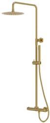 Lavita Set de duș LaVita, Verdi, cu baterie termostatică, pălărie dus rotunda, bara si furtun, 1 jet, Brushed Gold (41659)