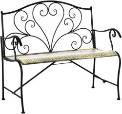 Outsunny Banca Metal Gradina Outsunny, banca gradina din Fier Stil Vintage 2 Locuri Negru | Aosom Romania (84B-489)