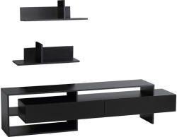 HomCom Suport TV modern HOMCOM cu 2 rafturi din lemn, dulap TV cu compartimente deschise si dulapuri, negru | Aosom Romania (839-416BK)