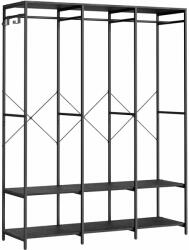 SONGMICS Ruhaakasztó, nyitott gardrób, polcokkal, 141x40x180cm, fekete (RGR005B56) - pepita