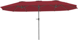 Outsunny Umbrelă Dublă cu Prese de Aer și Manivelă, din Metal și Poliester, 4x2.2x2.34 m, Negru și Roșu