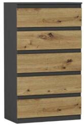  Komód 5 Fiókos - R5 - Antracit - Artisan Tölgy