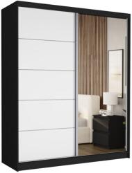  Luna I. Tolóajtós Gardróbszekrény 183x218x60 cm - Fekete, Fehér