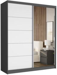  Luna I. Tolóajtós Gardróbszekrény 183x218x60 cm - Antracit, Fehér