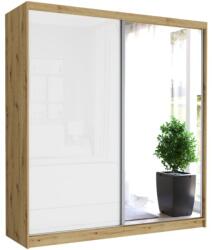  Tivaro V. Gardróbszekrény Fehér Üveggel, Tükörrel 203x218x60 cm - Artisan