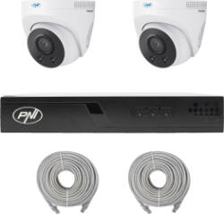 PNI Pachet supraveghere video NVR POE PNI House IP710J 2 camere PNI IP505J 5MP si 2 cabluri UTP CAT6 20 metri incluse (pni-ip710-2ip5)