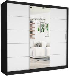  Selvio I. Gardróbszekrény 233x218x60 cm - Fekete, Fehér