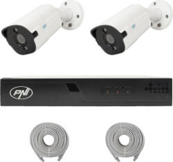 PNI Pachet supraveghere video NVR POE PNI House IP710J 2 camere PNI IP818J 8MP si 2 cabluri UTP CAT6 20 metri incluse (pni-ip710-2i8)