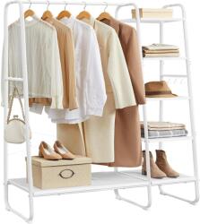 VASAGLE Ruhatartó állvány cipőtartóval, 5 szintes tárolópolccal, 45 x 120 x 160 cm, fehér (RGR116W02)
