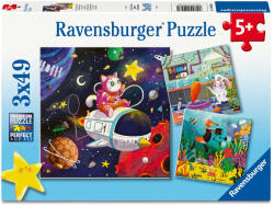 Ravensburger Puzzle Ravensburger din 3 х 49 piese - Cercetătorii de animale (12004048) Puzzle