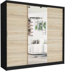  Selvio I. Gardróbszekrény 233x218x60 cm - Fekete, Sonoma