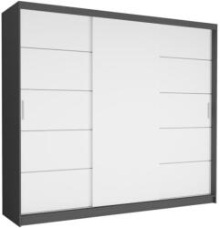  Norvio III. Gardróbszekrény 250x218x60 cm - Antracit, Fehér