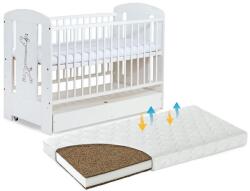 Klups Patut Klups Safari alb cu sertar, include saltea cocos lux grosime 9 cm (8291)