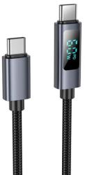 hoco. USB-C - USB-C töltőkábel, 60W teljesítmény, intelligens kijelző, szuper ellenálló textil anyag, 1 m hosszúság, fekete, X112 (EMAGMPREF_59871)
