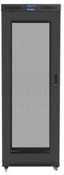 Lanberg 19 szabadon álló rack szekrény 42U/800X1000 perforált ajtó, lapraszerelt, LCD kijelző, fekete V2 (FF01-8042-23BL)