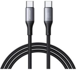 JOYROOM s-a28 flash series adatkábel, type-c - type-c, 60w, gyorstöltő, 100cm, cipőfűző, fekete (S-A28_CCB)
