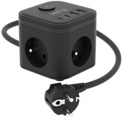 Kerg Prelungitor KERG SMART - 3-SOCKET POWER STRIP + USB-A+USB-C CHARGER 1.5M 3×1.5MM2 H05VV-F 16A/250V (M02728)